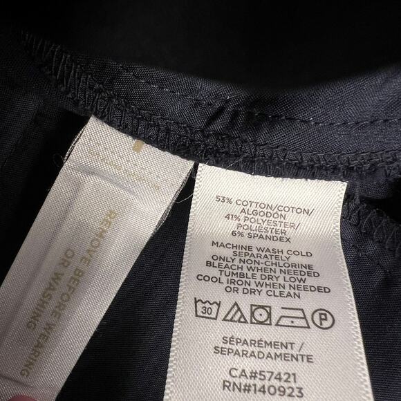 LOFT High Waist Navy Blue Dress Shorts Triple Button Zip Fly 4" Inseam Size 12 - Picture 11 of 12